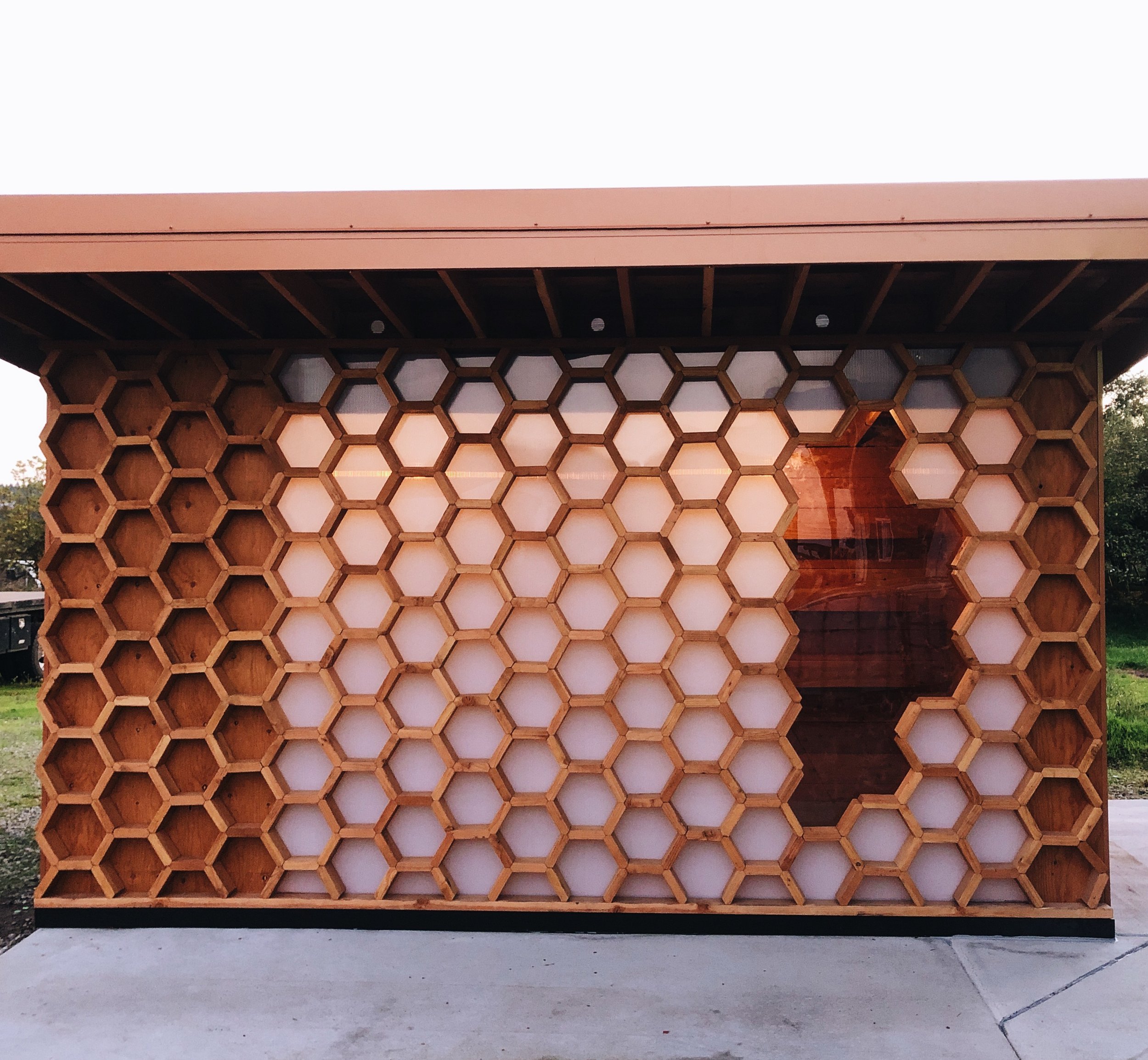 Illuminated Honeycomb Timber Pavilion