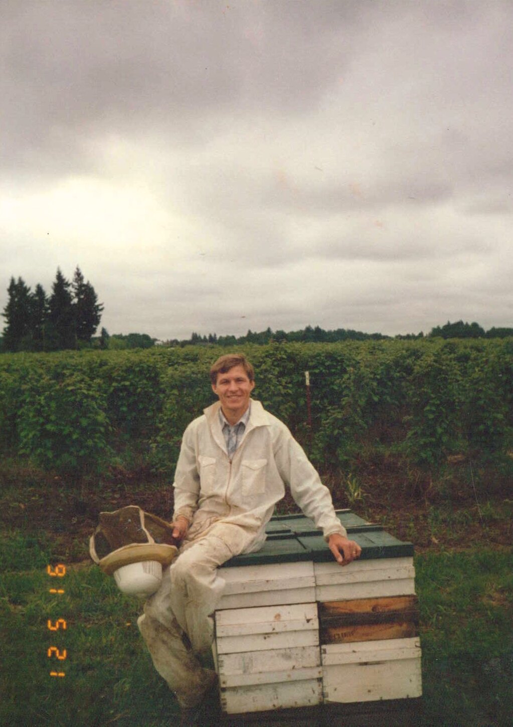 Leonid Zaytsev at the apiary in 1991